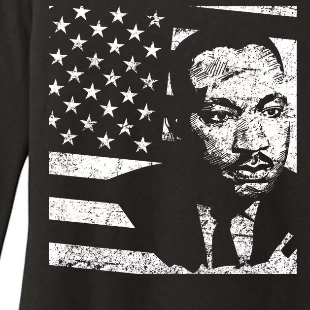 Martin Luther King Jr Distressed MLK Flag Womens CVC Long Sleeve Shirt