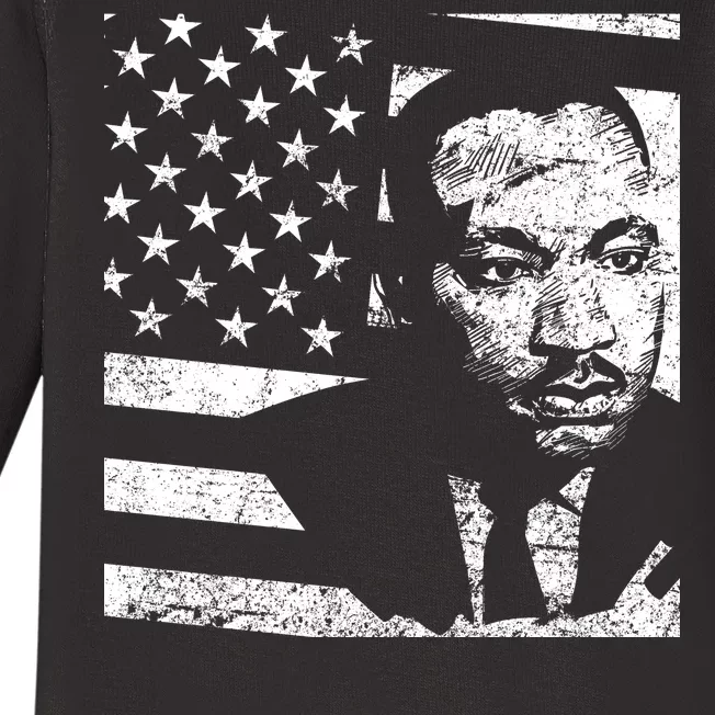 Martin Luther King Jr Distressed MLK Flag Baby Long Sleeve Bodysuit