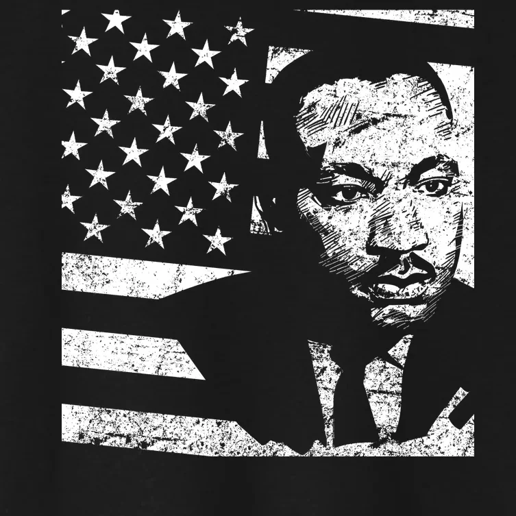 Martin Luther King Jr Distressed MLK Flag Women's Crop Top Tee