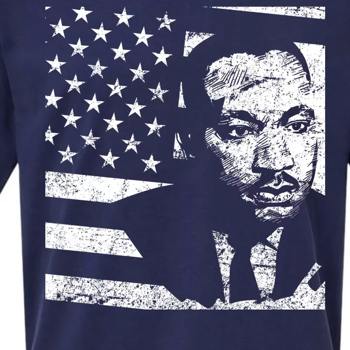 Martin Luther King Jr Distressed MLK Flag Sueded Cloud Jersey T-Shirt