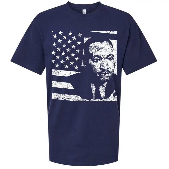 Martin Luther King Jr Distressed MLK Flag Sueded Cloud Jersey T-Shirt