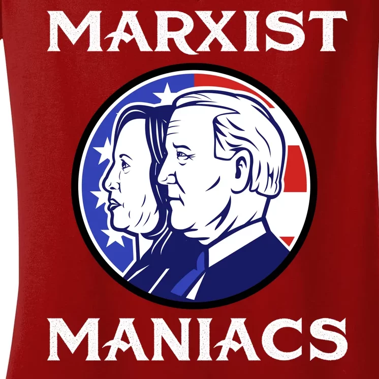 Marxist Maniacs Pro Trump Conservatives Women's V-Neck T-Shirt