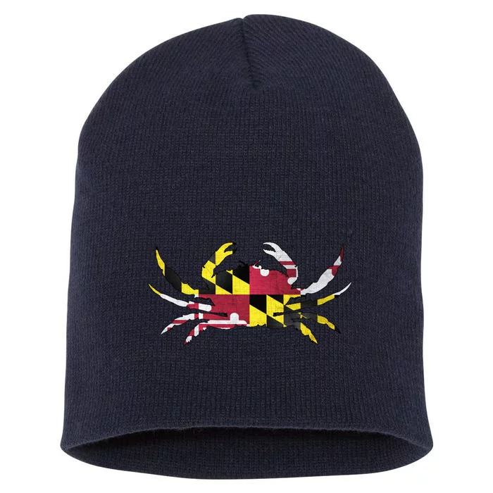 Maryland Flag Crab Short Acrylic Beanie