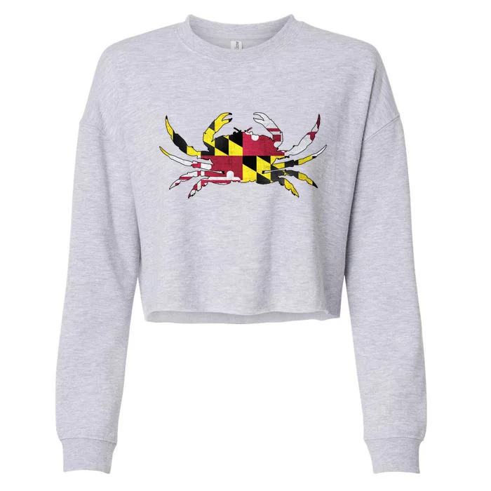 Maryland Flag Crab Cropped Pullover Crew