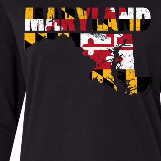 Maryland State Flag Womens Cotton Relaxed Long Sleeve T-Shirt