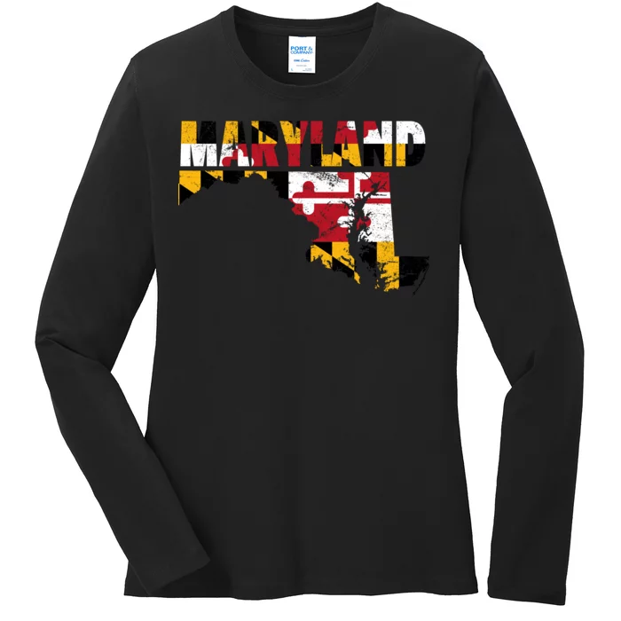 Maryland State Flag Ladies Long Sleeve Shirt