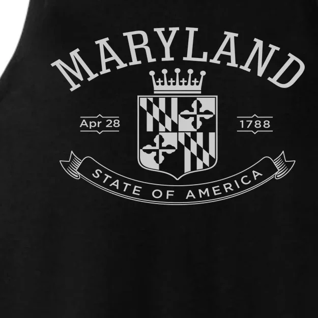 Maryland Stylized Emblem EST 1788 State of America Ladies Tri-Blend Wicking Tank