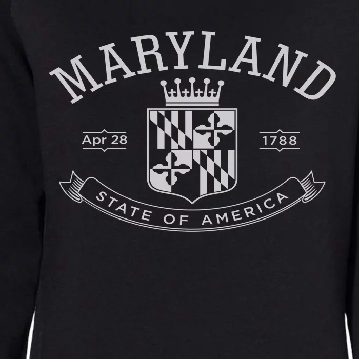 Maryland Stylized Emblem EST 1788 State of America Womens California Wash Sweatshirt