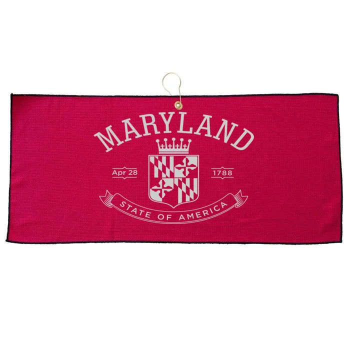 Maryland Stylized Emblem EST 1788 State of America Large Microfiber Waffle Golf Towel