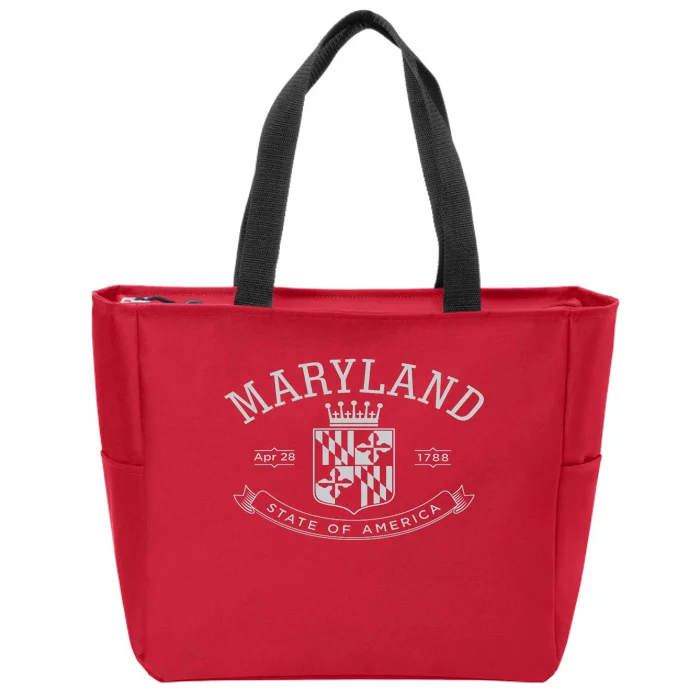 Maryland Stylized Emblem EST 1788 State of America Zip Tote Bag