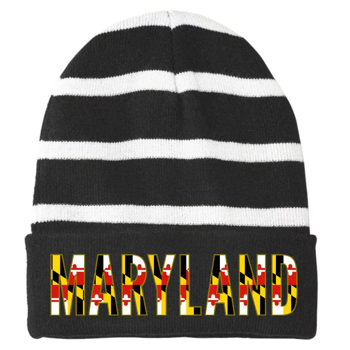 Maryland Word Flag Striped Beanie with Solid Band