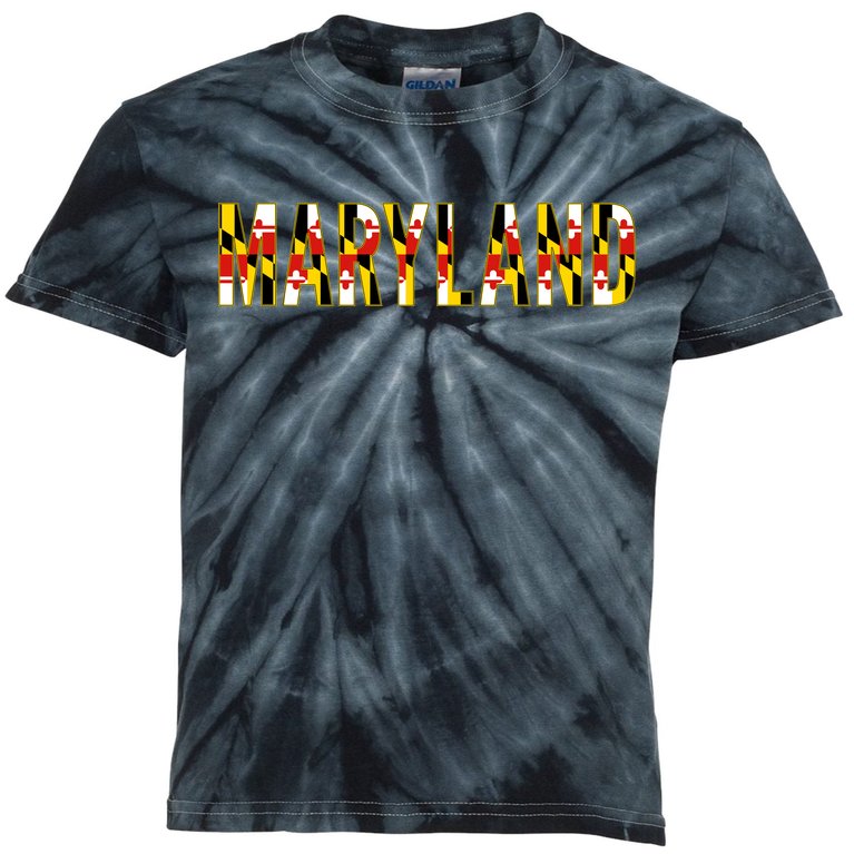 Maryland Word Flag Kids Tie-Dye T-Shirt