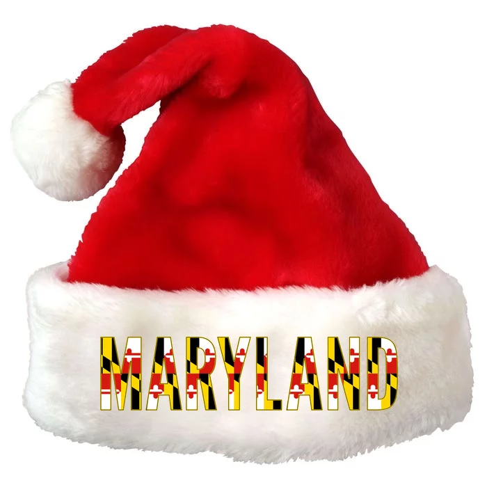 Maryland Word Flag Premium Christmas Santa Hat