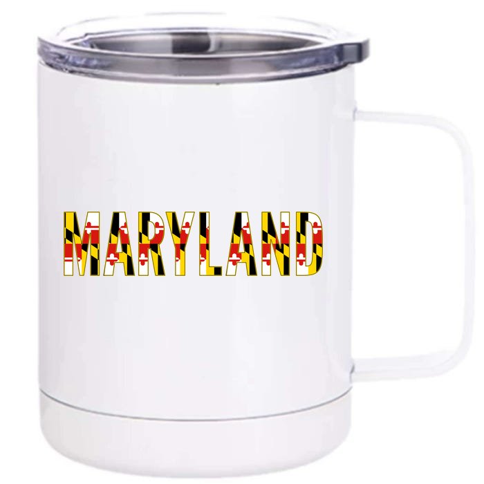 Maryland Word Flag Front & Back 12oz Stainless Steel Tumbler Cup