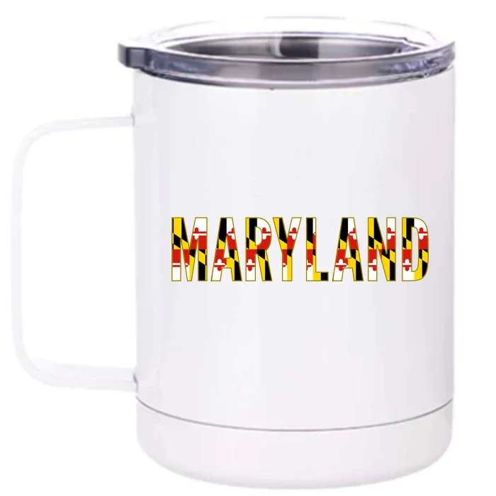 Maryland Word Flag Front & Back 12oz Stainless Steel Tumbler Cup