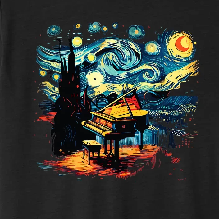 Music Art Style Starry Night Piano Musician ChromaSoft Performance T-Shirt