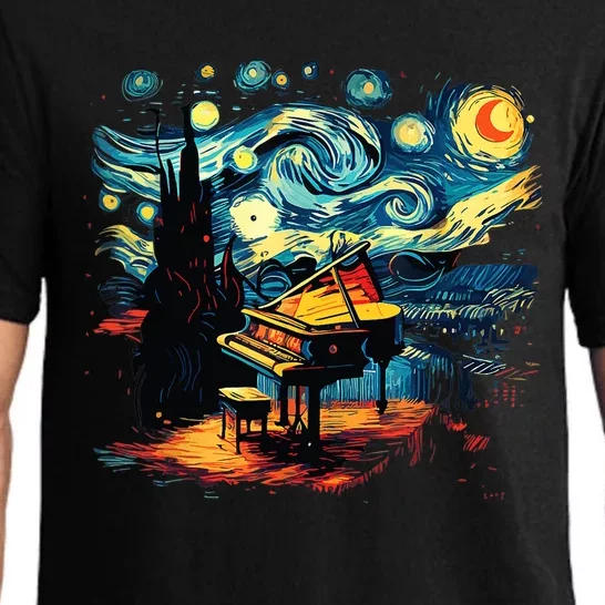 Music Art Style Starry Night Piano Musician Pajama Set