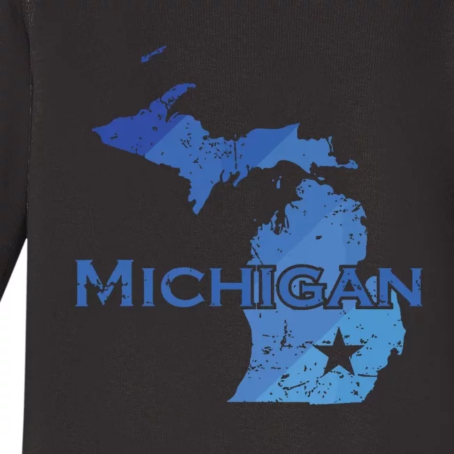 Michigan American State Outline Map Usa Baby Long Sleeve Bodysuit