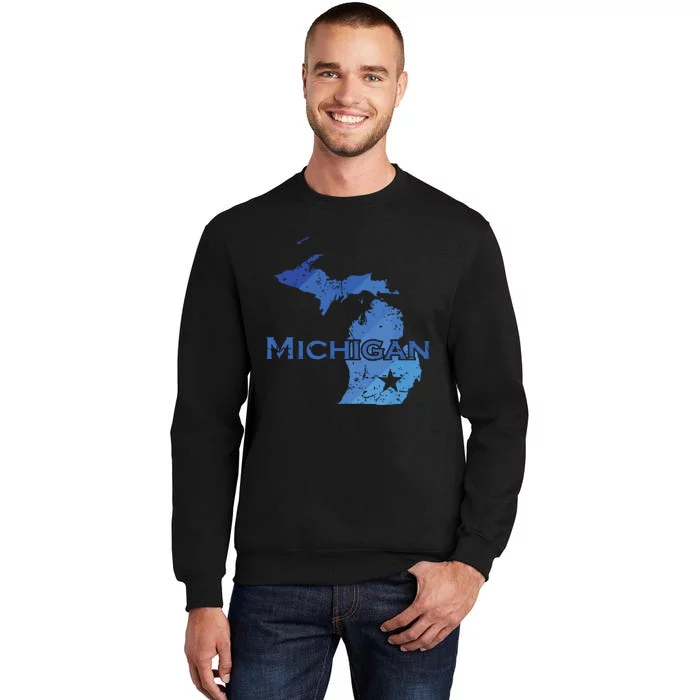 Michigan American State Outline Map Usa Tall Sweatshirt