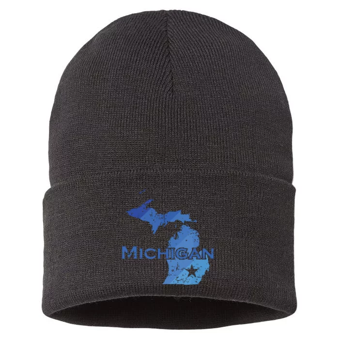 Michigan American State Outline Map Usa Sustainable Knit Beanie