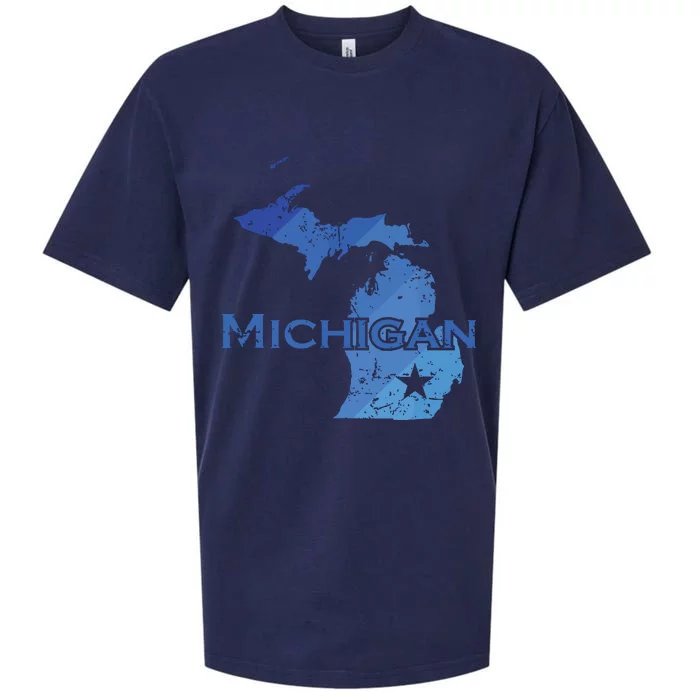 Michigan American State Outline Map Usa Sueded Cloud Jersey T-Shirt