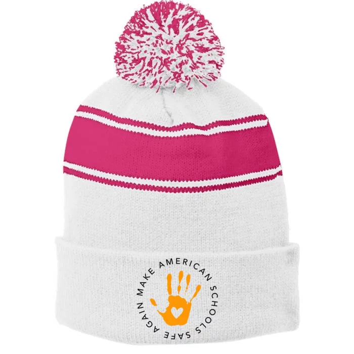 Make American Schools Safe Again Stripe Pom Pom Beanie