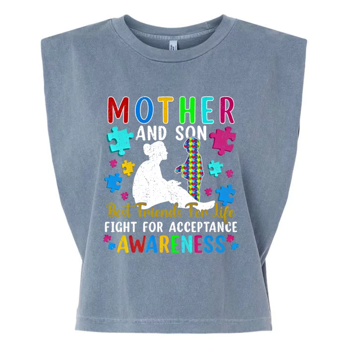 Mother And Son Best Friends For Life Autism Mom Awareness Great Gift Garment-Dyed Women's Muscle Tee