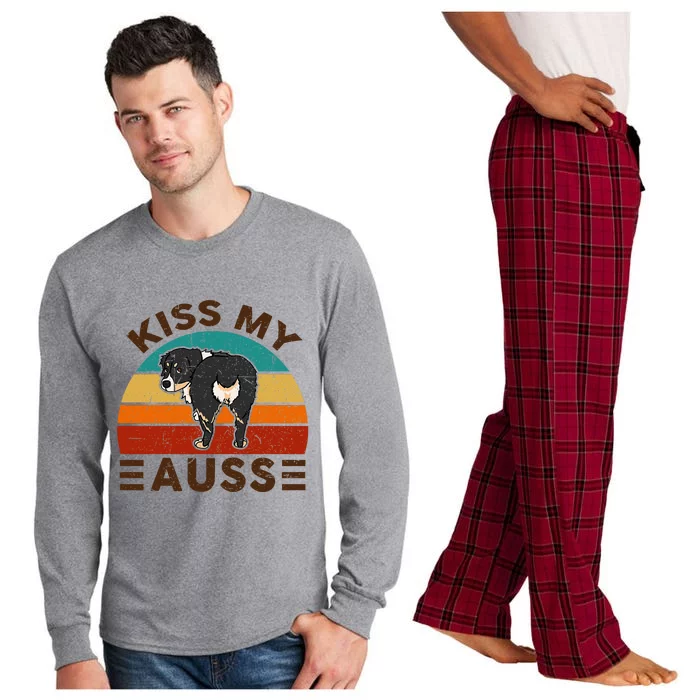 Mini Australian Shepherd Kiss My Auss Funnny Dog Long Sleeve Pajama Set