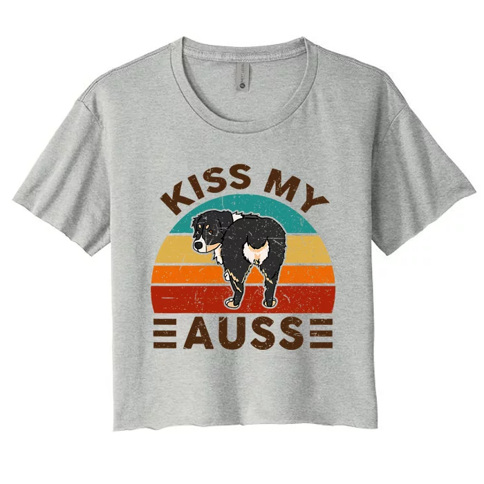 Mini Australian Shepherd Kiss My Auss Funnny Dog Women's Crop Top Tee