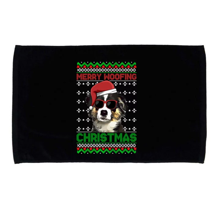 Miniature American Shepherd Dog Merry Woofing Christmas Great Gift Microfiber Hand Towel