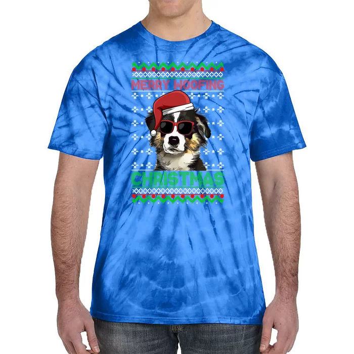 Miniature American Shepherd Dog Merry Woofing Christmas Great Gift Tie-Dye T-Shirt