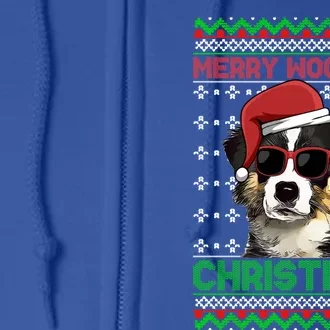 Miniature American Shepherd Dog Merry Woofing Christmas Great Gift Full Zip Hoodie