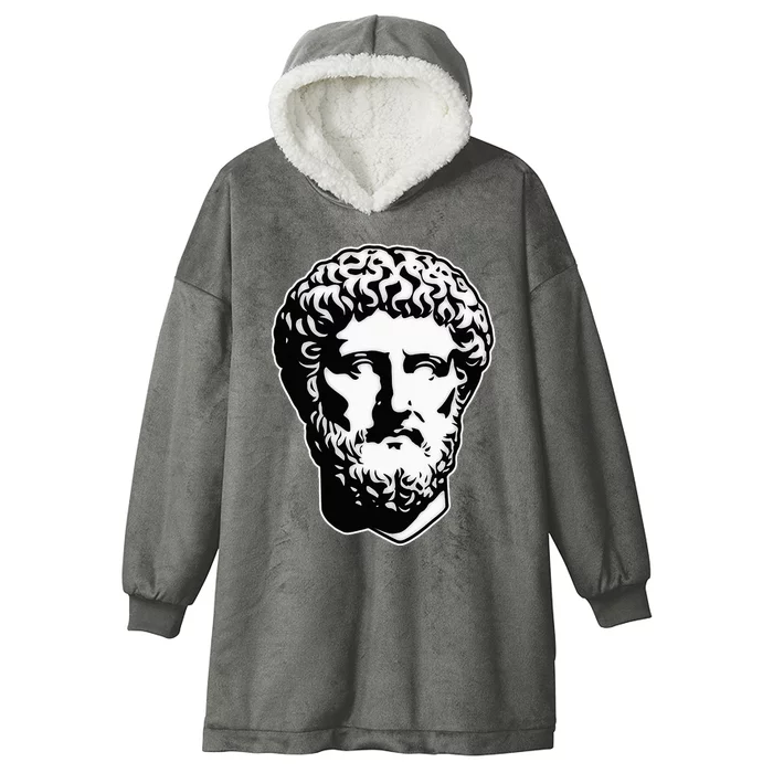 Marcus Aurelius Statue Blackwork Hooded Wearable Blanket