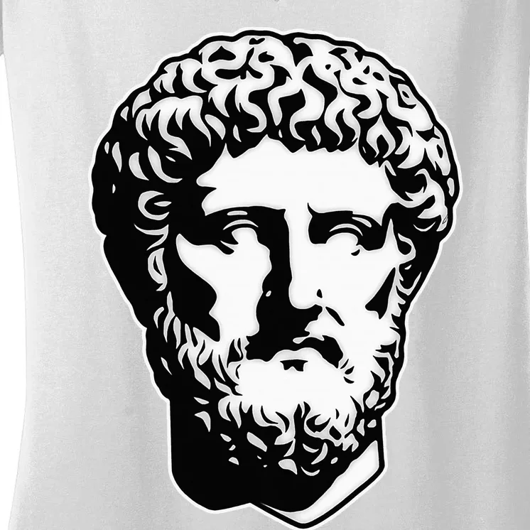 Marcus Aurelius Statue Blackwork Women's V-Neck T-Shirt