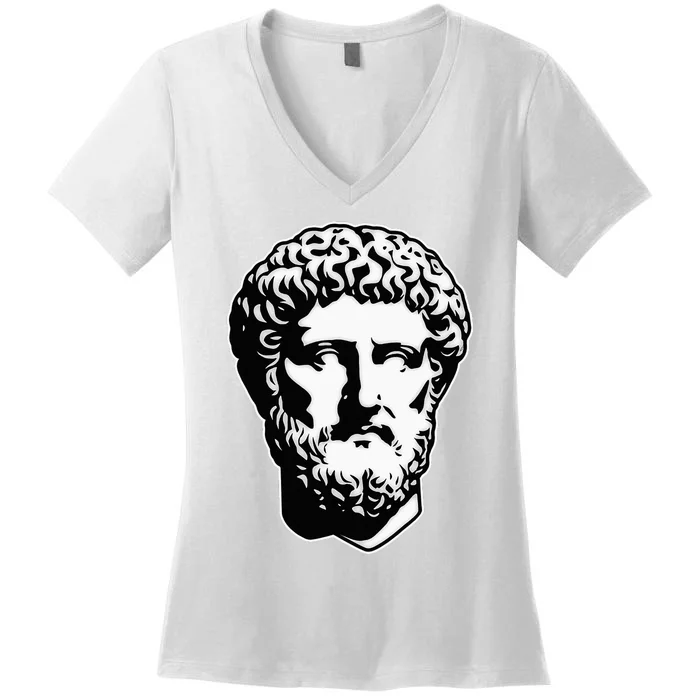 Marcus Aurelius Statue Blackwork Women's V-Neck T-Shirt