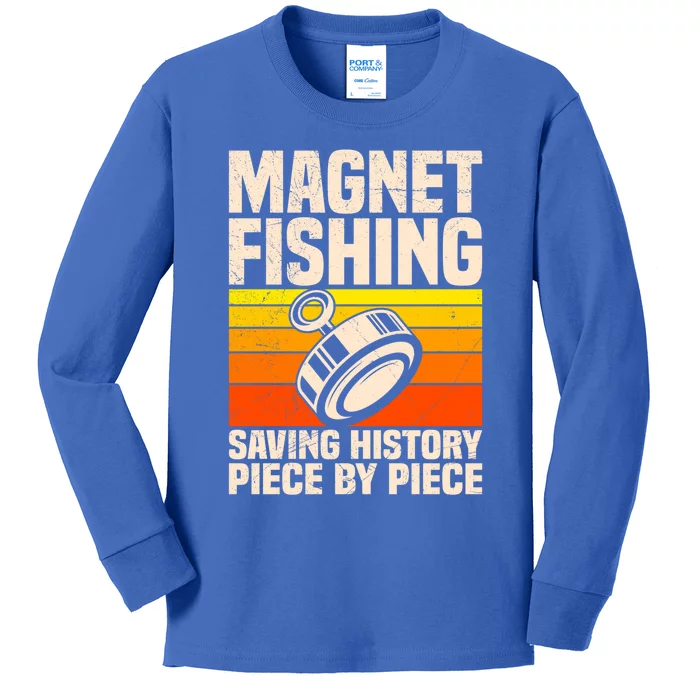 Magnetic Anglers Saving History Magnet Fishing Treasure Hunt Gift Kids Long Sleeve Shirt