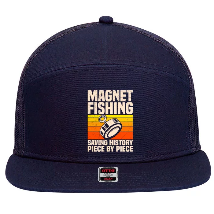 Magnetic Anglers Saving History Magnet Fishing Treasure Hunt Gift 7 Panel Mesh Trucker Snapback Hat