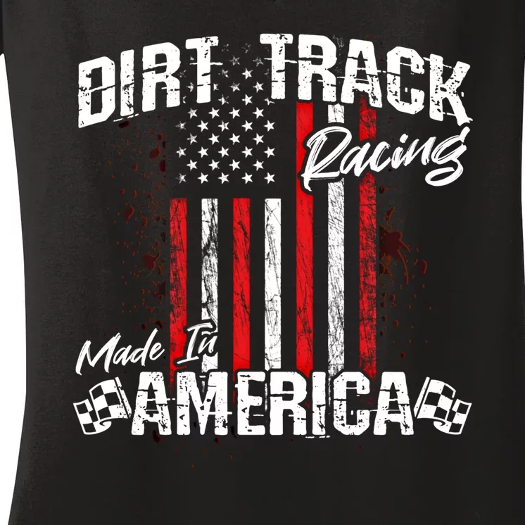 Modified And Sprint Cars American Flag Dirt Track Racing Gift Women's V-Neck T-Shirt