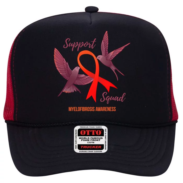 Myelofibrosis Awareness Support Squad Gift High Crown Mesh Trucker Hat