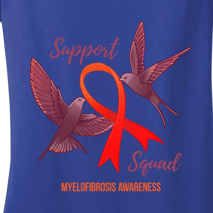 Myelofibrosis Awareness Support Squad Gift Women's V-Neck T-Shirt