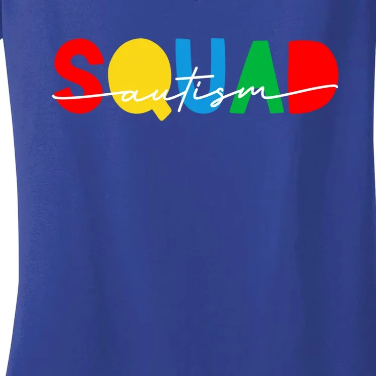 Matching Autism Squad Awareness Month Acceptance Mom Teacher Gift Women's V-Neck T-Shirt