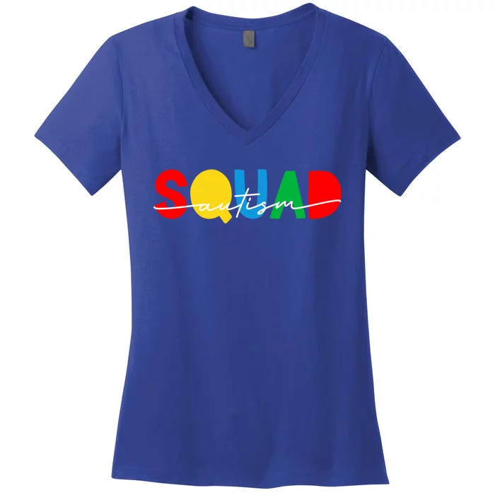 Matching Autism Squad Awareness Month Acceptance Mom Teacher Gift Women's V-Neck T-Shirt