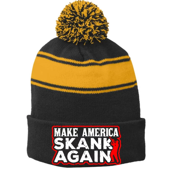 Make America Skank Again Cool Horn Brass Ska Music Stripe Pom Pom Beanie