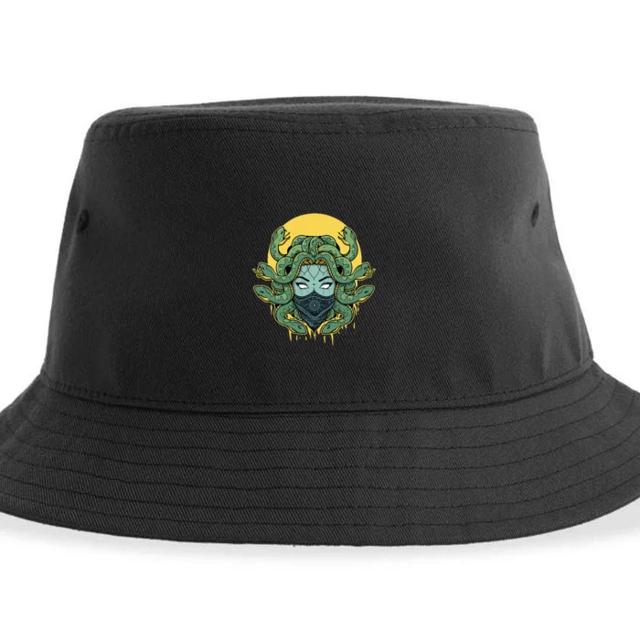 Medusa Abstract Snakes Greek Mythology Gangster Sustainable Bucket Hat