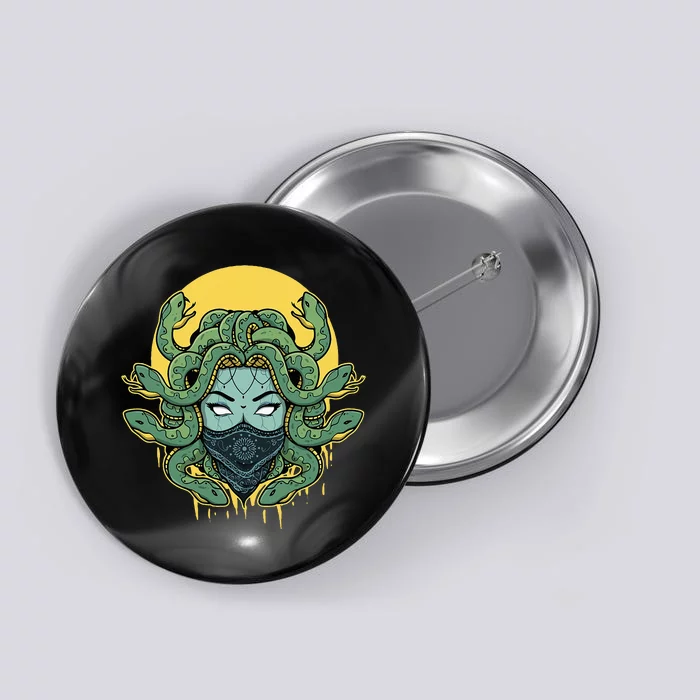 Medusa Abstract Snakes Greek Mythology Gangster Button