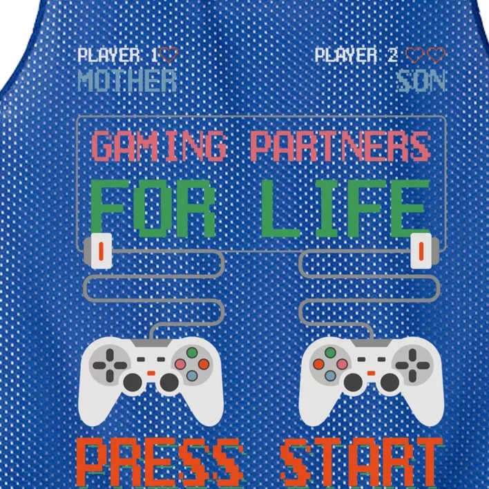 Mother And Son Gaming Partners For Life Video Game Gamer Cool Gift Mesh Reversible Basketball Jersey Tank