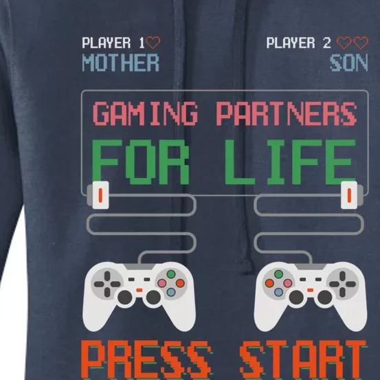 Mother And Son Gaming Partners For Life Video Game Gamer Cool Gift Women's Pullover Hoodie