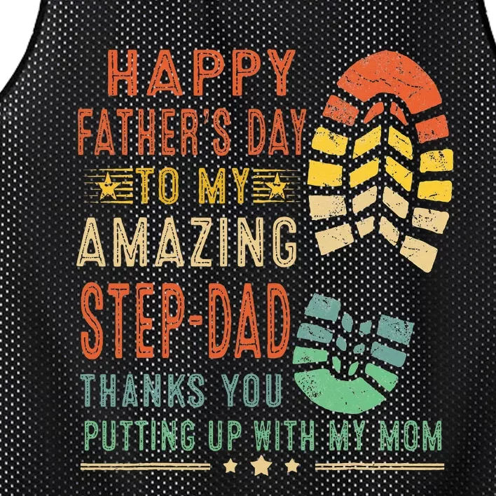 My Amazing Stepdad Thanks For Putting Up With My Mom Mesh Reversible Basketball Jersey Tank