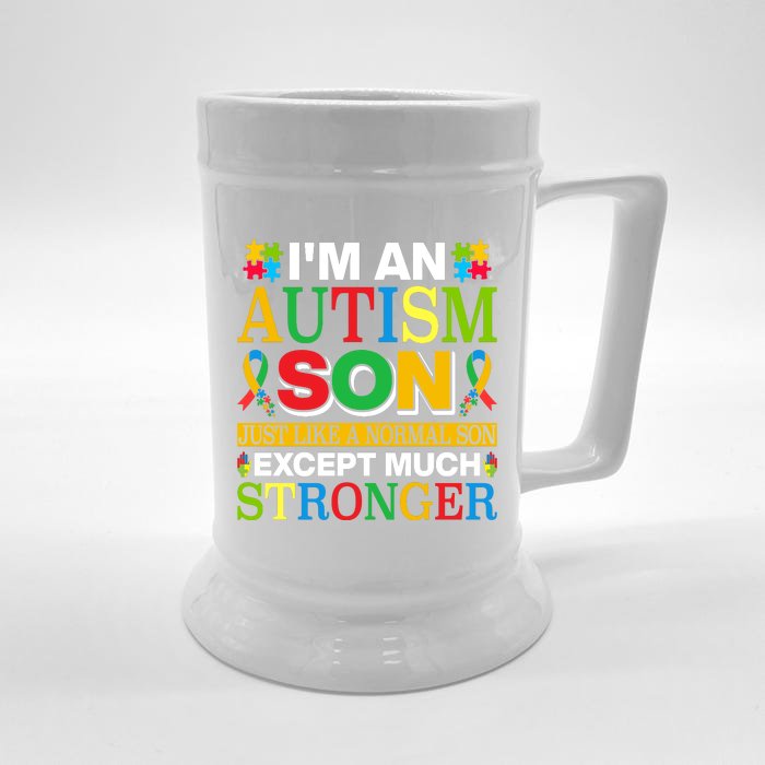 Motivational Autism Son Fathers Day Mothers Day Autism Awareness Front & Back Beer Stein