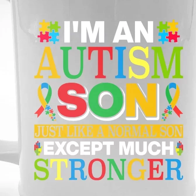 Motivational Autism Son Fathers Day Mothers Day Autism Awareness Front & Back Beer Stein